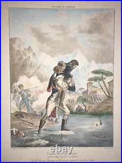 Combat Col Monte 1795 LITHOGRAPHIE LASTEYRIE Militaria PIEMONT Italie XIX°