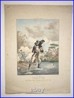 Combat Col Monte 1795 LITHOGRAPHIE LASTEYRIE Militaria PIEMONT Italie XIX°