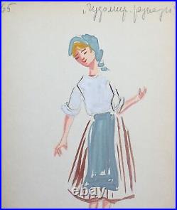 Conception de costumes de théâtre de peinture à l'aquarelle