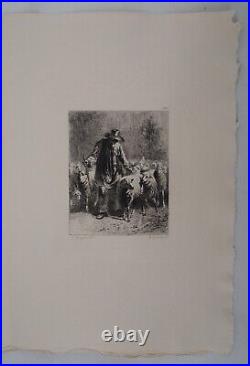 Constant TROYON Le retour du troupeau, GRAVURE signée, Durand Ruel, 1873