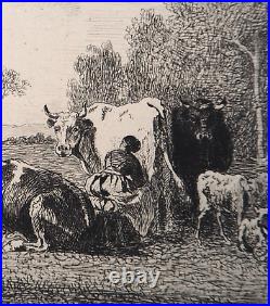 Constant TROYON Paturages Gravure, Signée #Durand Ruel 1873