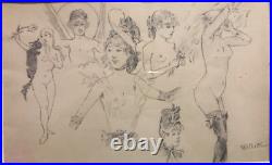 Croquis A. WILLETTE Encadré 28x34 original Croquis A. WILLETTE Encadré 28x34 original