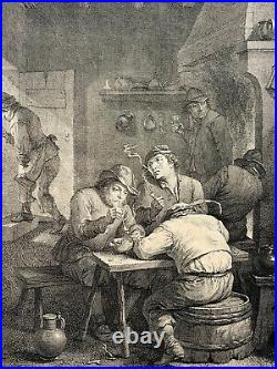 DELICES TABAGIE Gravure DAVID TENIERS Sornique TABAC Fumeurs Fumee XVIII°