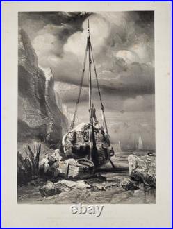 D'après Eugène ISABEY (1804-1886) Marine Grande lithographie de Sabatier