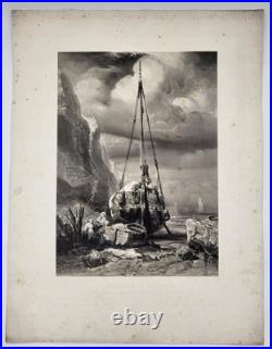 D'après Eugène ISABEY (1804-1886) Marine Grande lithographie de Sabatier