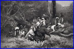 D'après Jules Bertrand GELIBERT (1834 1916) Prise d'un ragot Photogravure