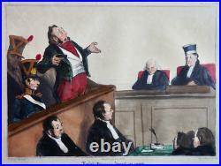 Daumier Caricaturana Avocat Juges N°30 Litho. Originale 1838 Couleurs Ld384