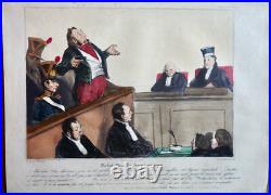 Daumier Caricaturana Avocat Juges N°30 Litho. Originale 1838 Couleurs Ld384