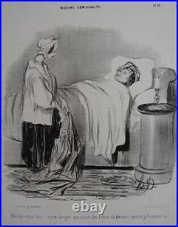 Daumier Lithographie Originale Tirage Sur Blanc Moeurs Conjugales N° 19