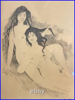 Dessin Erotique Femmes Gravure Coquine Antiquités Insolite BRAUEN