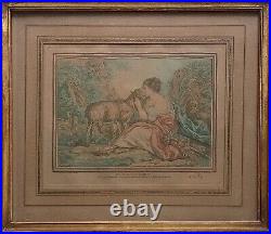 Deux gravures anciennes numérotées, Par DEMARTEAU, D'après J. B. HUET, XVIIIe Deux gravures anciennes numérotées, Par DEMARTEAU, D'après J. B. HUET, XVIIIe