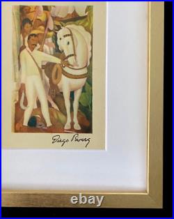 Diego Rivera+Original 1946+Signée Vintage Imprimé + Mat Et Cadre