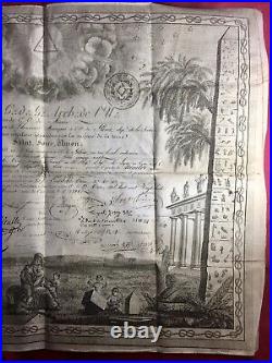 Diplome Maconnique Sur Parchemin 1828 Loge Du Temple Amis De L'honneur Francais