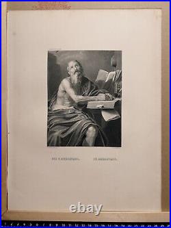 Domenichino Sainte Jerome Impression 1872 Antiquarisch Table en Acier Gravure