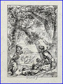 Don Quixote Sancho Rocinante GRAVURE Eau Forte VIVANT DENON Fragonard XVIII°