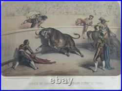 Doré (Gustave, 1832-1883). Corrida de toros. 2 lithos 1860