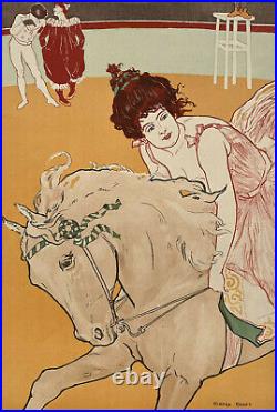 ECUYERE Lithographie RICHARD RANFT Estampe Moderne CHEVAL Cirque 1897