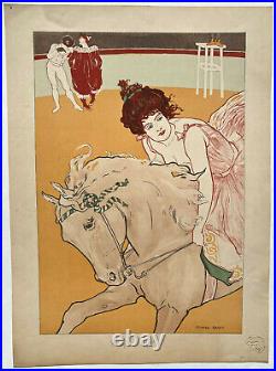 ECUYERE Lithographie RICHARD RANFT Estampe Moderne CHEVAL Cirque 1897