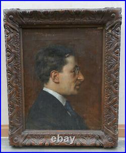 EDMOND SUAU (1871-1929) Portrait d'homme de profil 1912 huile sur toile