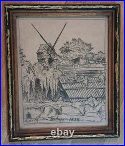Eau Forte d'Eugène Delâtre Le Moulin Debray Montmartre 1885