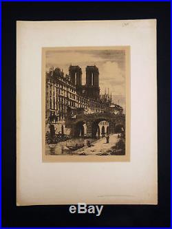 Eau-forte Charles MERYON (1821-1868) Le Petit Pont Paris qui s'en va. France