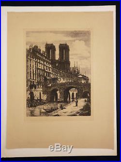 Eau-forte Charles MERYON (1821-1868) Le Petit Pont Paris qui s'en va. France