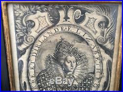 Elizabeth Royne d'Angleterre et d'Irlande Souvenir Royal Gravure Encadrée Reine