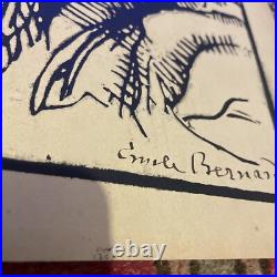 Emile Bernard Bois Signé à L'encre Mère et enfant Vers 1912 BE RARISSIME