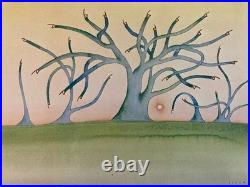 Engraving Gravure Jean Michel Folon XXe Lithographie Art 1970 Ancien Arbre Old