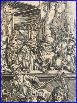 Engraving Gravure XIXe Estampe Ancien Albrecht Dürer Torture Saint Jean Old Art