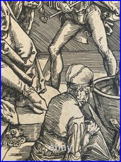 Engraving Gravure XIXe Estampe Ancien Albrecht Dürer Torture Saint Jean Old Art