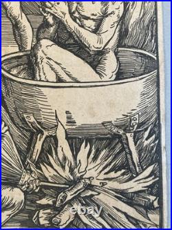 Engraving Gravure XIXe Estampe Ancien Albrecht Dürer Torture Saint Jean Old Art