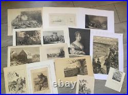 Enorme lot de 100 gravures, dessins, litho, eaux-fortes anciennes Enorme lot de 100 gravures, dessins, litho, eaux-fortes anciennes