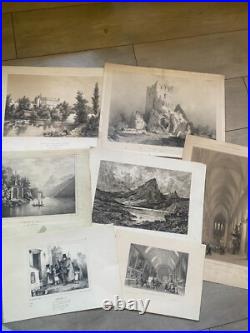 Enorme lot de 100 gravures, dessins, litho, eaux-fortes anciennes Enorme lot de 100 gravures, dessins, litho, eaux-fortes anciennes