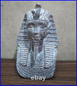 Ensemble de 2 statues tête ÉGYPTIENNES du roi Toutankhamon et de la reine