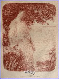 Ernest LAURENT gravure lithographie Marine Sicile italie Femme Devant Mer Plage