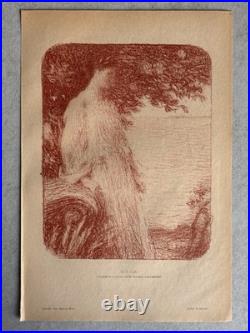 Ernest LAURENT gravure lithographie Marine Sicile italie Femme Devant Mer Plage