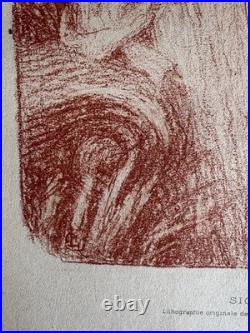 Ernest LAURENT gravure lithographie Marine Sicile italie Femme Devant Mer Plage