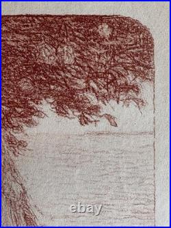 Ernest LAURENT gravure lithographie Marine Sicile italie Femme Devant Mer Plage