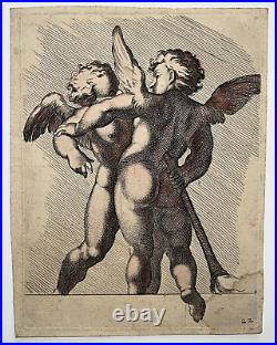 Eros Anteros GRAVURE Carracci CARLO CESIO XVII°