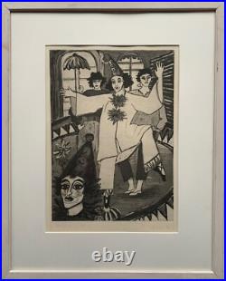 Estampe Carnaval Scolaire 1987 RDA Art Signé Encadré À Rostock