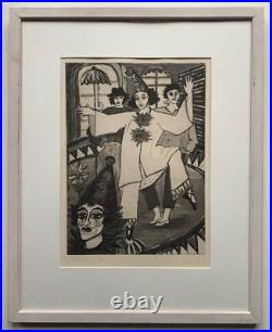 Estampe Carnaval Scolaire 1987 RDA Art Signé Encadré À Rostock