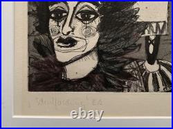 Estampe Carnaval Scolaire 1987 RDA Art Signé Encadré À Rostock