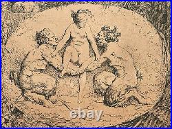 Estampe Fragonard jeu satyres et nymphe gravure de la suite des bacchanales