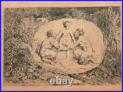Estampe Fragonard jeu satyres et nymphe gravure de la suite des bacchanales