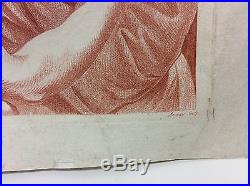 Estampe façon sanguine gravée par Auvray d'après un dessin de Le Clerc XVIIIe