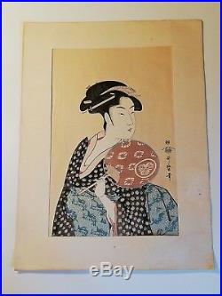 Estampe japonaise Takashima Ohisa signée Utamaro Hitsu
