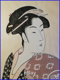 Estampe japonaise Takashima Ohisa signée Utamaro Hitsu