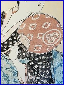 Estampe japonaise Takashima Ohisa signée Utamaro Hitsu