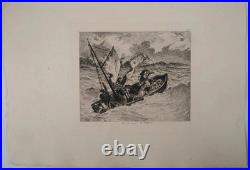 Eugène DELACROIX Jésus sur le Lac de Génésareth, GRAVURE signée, Durand Ruel